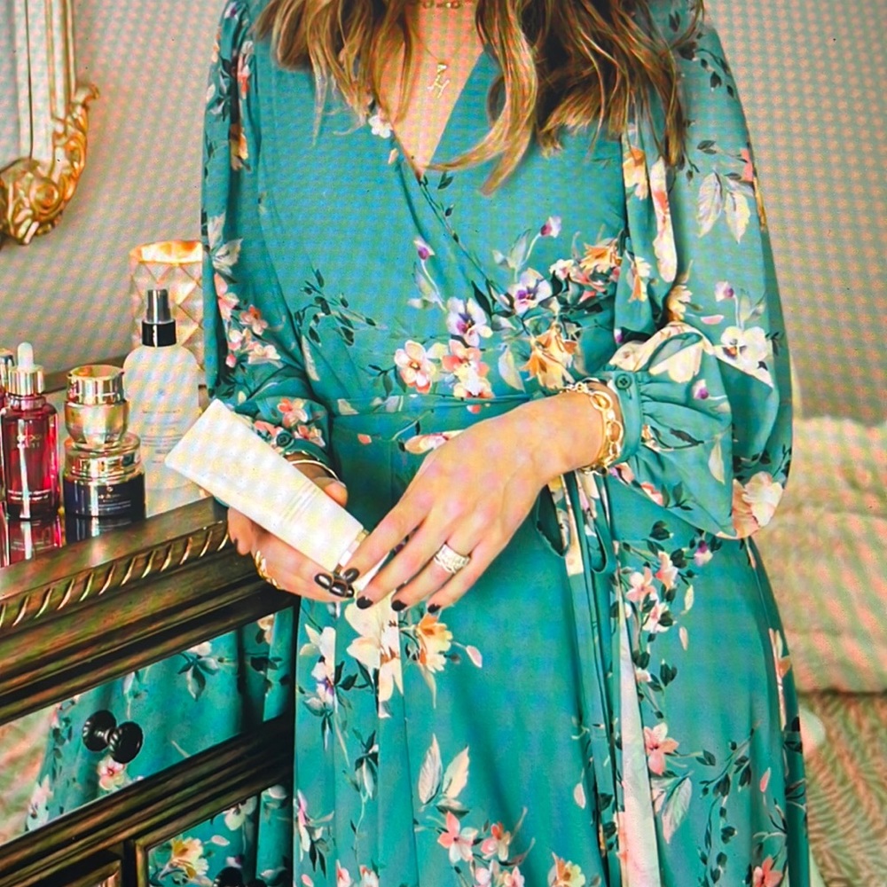 Yumi Kim green floral maxi wrap dress